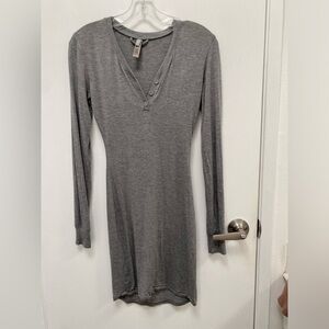 SKIMS gray long sleeve Henley pajama dress nightie S